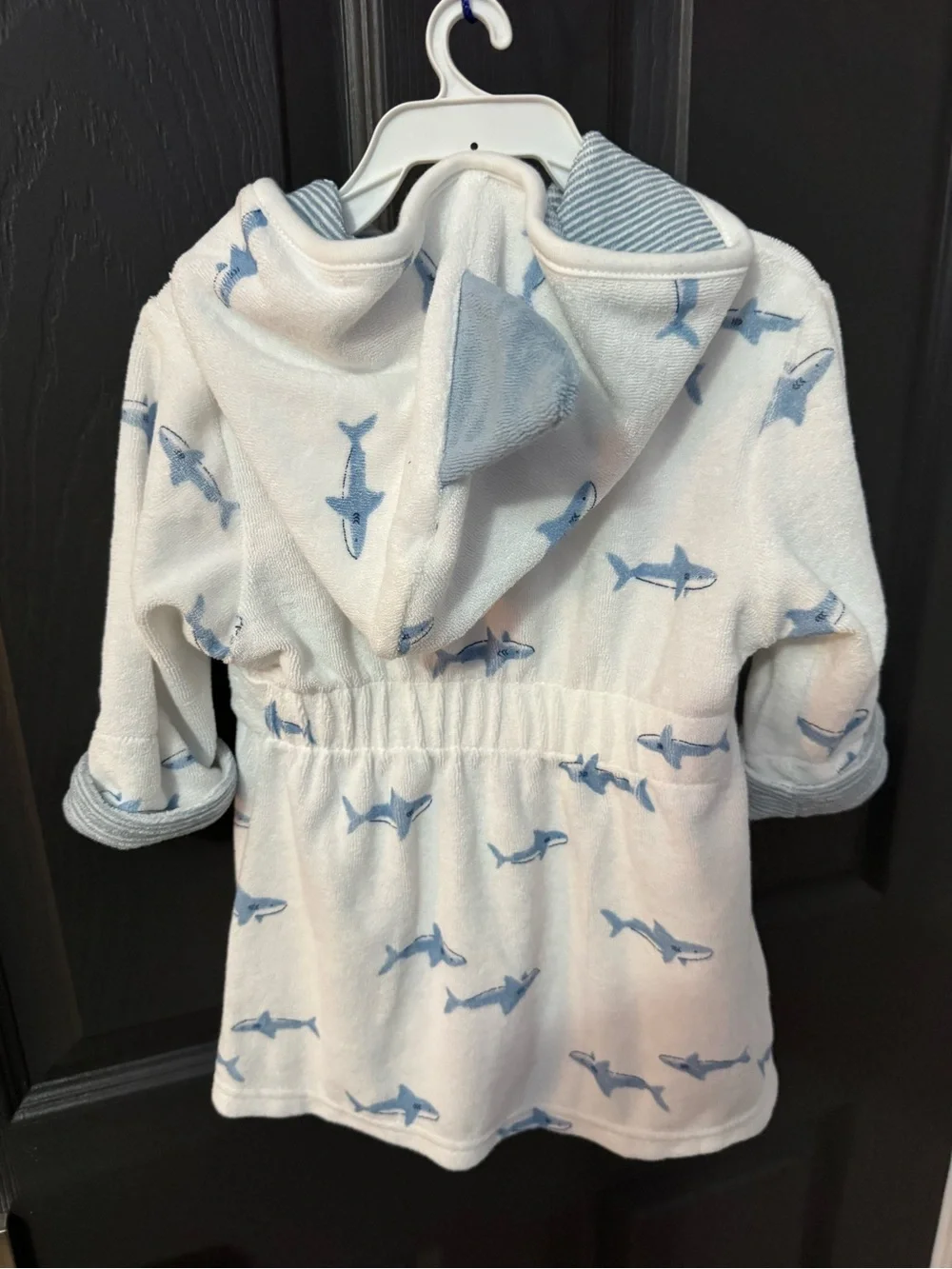 Carter’s White & Light Blue Shark Hooded Kids Robe